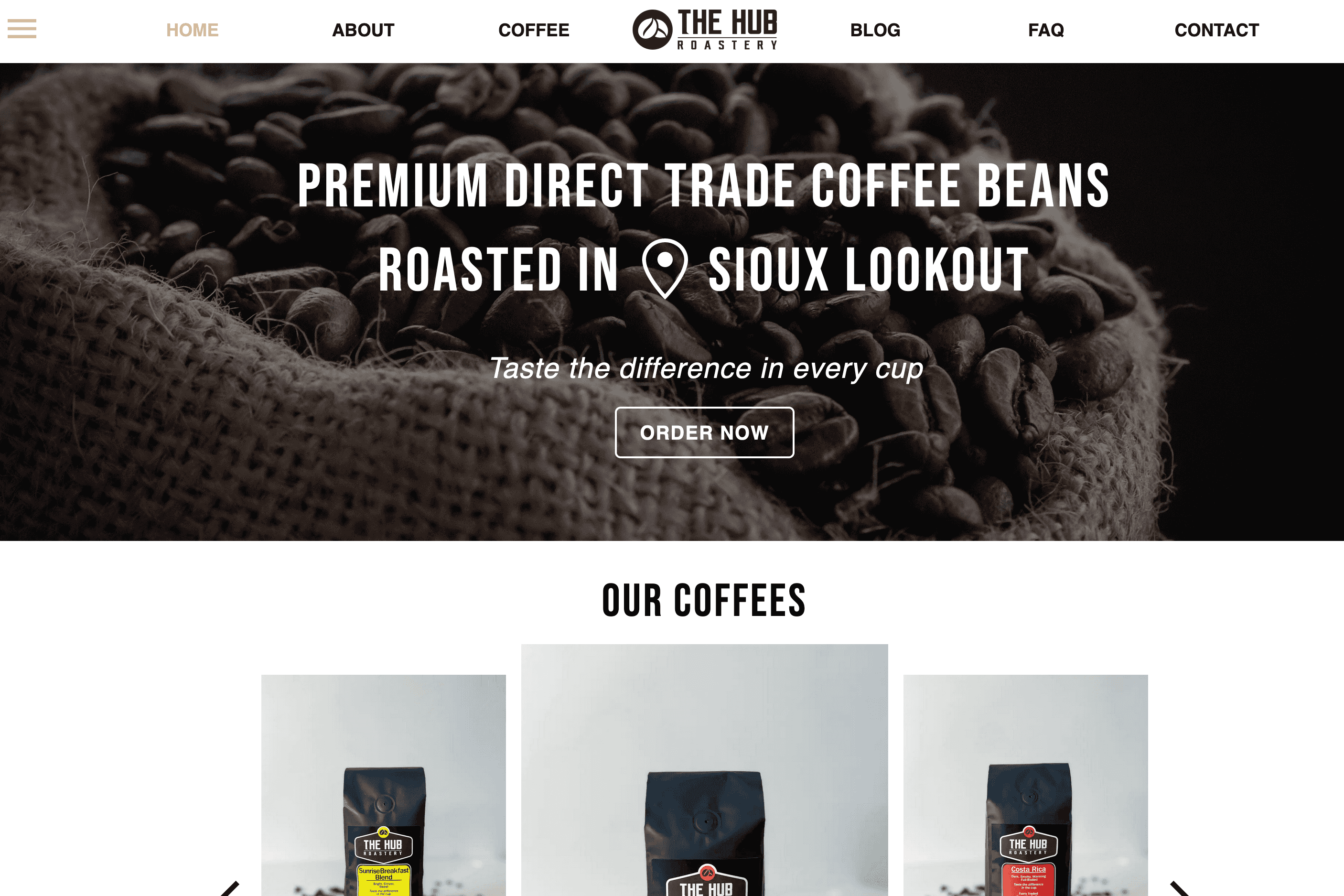 The Hub Roastery website